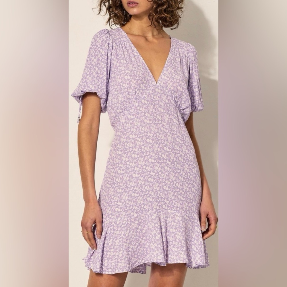 Kivari Lavender Floral Mini Dress